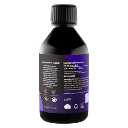 λιποσωμιακή γλουταθειόνη με γεύση lipolife μπουκάλι πίσω